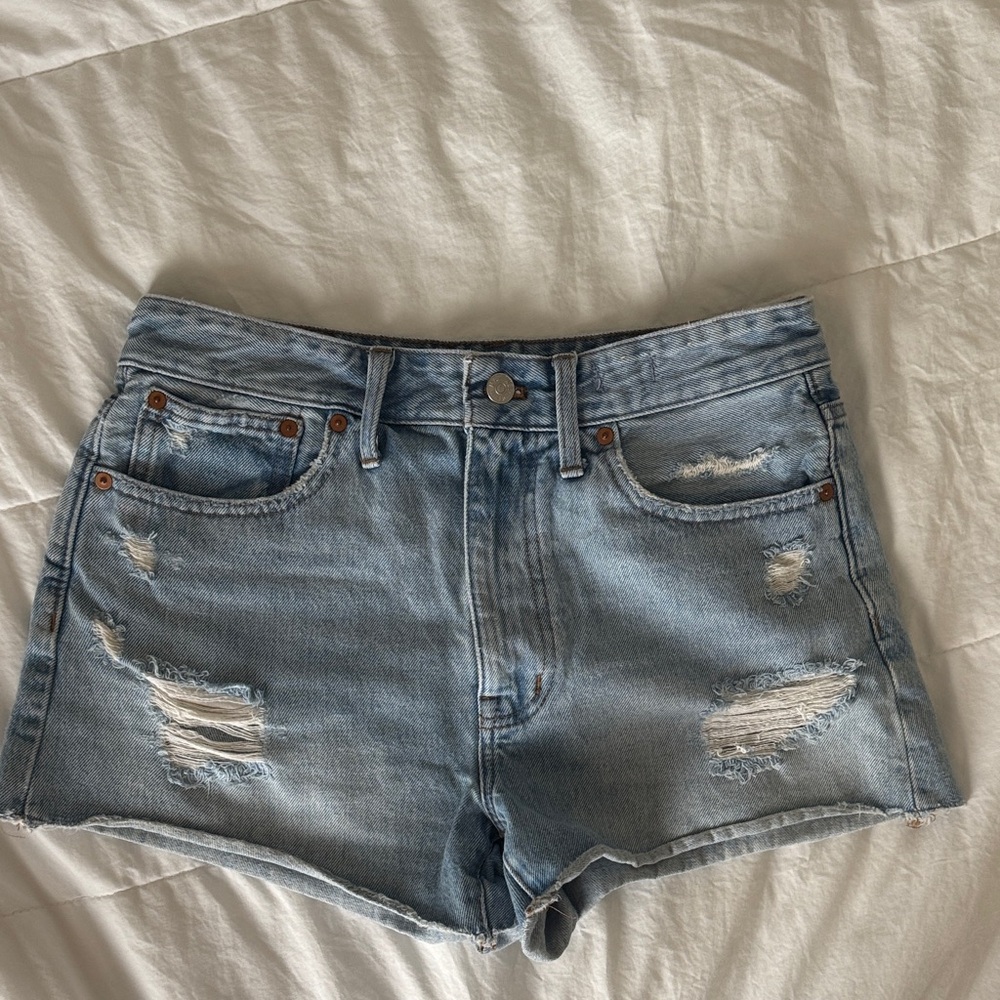 Madewell Light Blue Distressed Jean Shorts